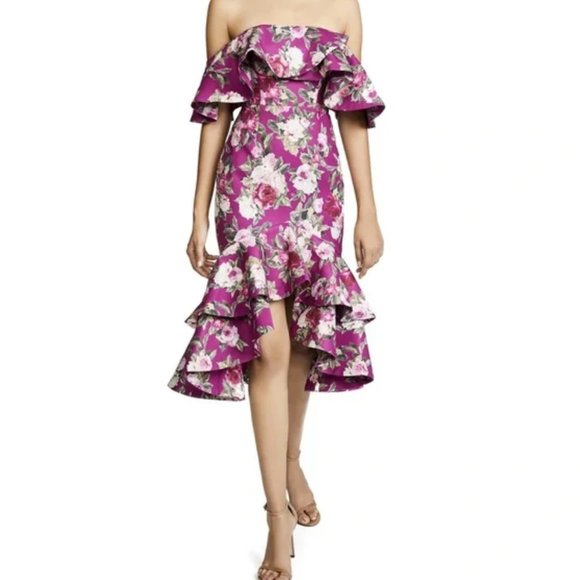 Fame and Partners Pink Off the Shoulder Midi Dress The Sasha Dress NWT - Picture 14 of 15